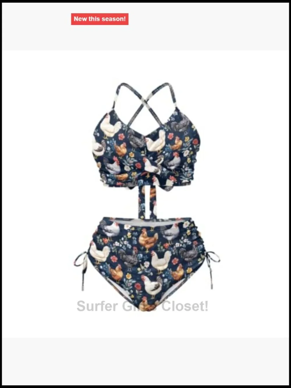 2 Piece Bikini Set with Crisscross Back High Waisted Bottoms Tummy Control